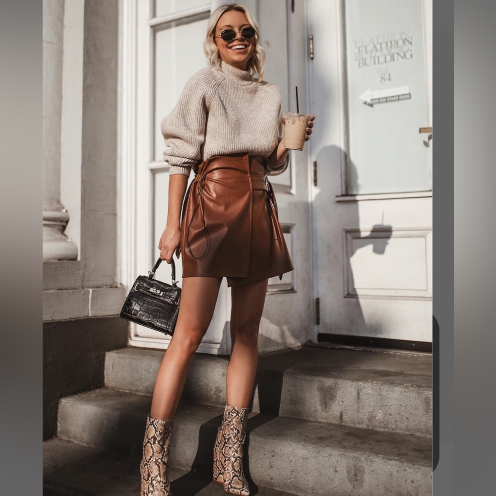 Storets Nicole Paper Bag Faux Leather Skirt